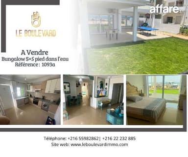 A Vendre Bungalow RDC S+5 Pied Dans L'eau Avec Jardin