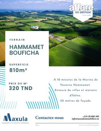 À VENDRE TERRAIN DE 810M² À BOUFICHA