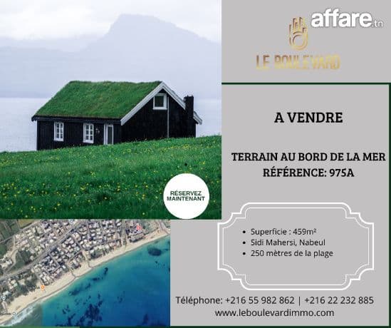 A vendre terrain 459m² à Sidi Mahersi , Nabeul 
