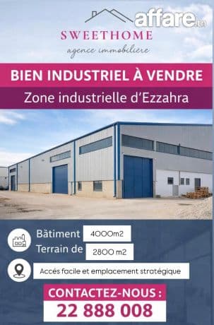 Bien Industriel à vendre à Zone Industrielle d'Ezzahra 