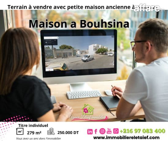 Terrain à vendre avec petite maison ancienne à Bouhsina