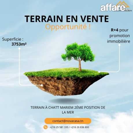 Terrain 3753m² à chott mariem
