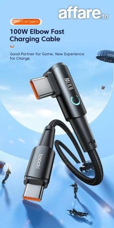 Câble charge Type C 100W 2Metres 90°