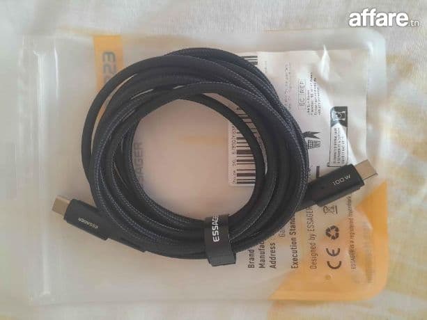 Câble de charge rapide de type C PD100W 2Metres