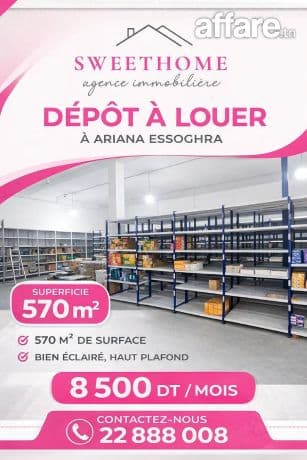 dépôt  à louer à Ariana Essoghra 