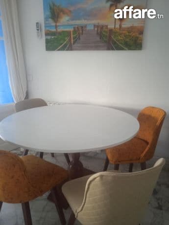 SALON 8 PLACES + TABLE RONDE 4 CHAISES .