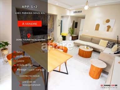 À Vendre Appartement S+2 meublé avec parking à mahdia