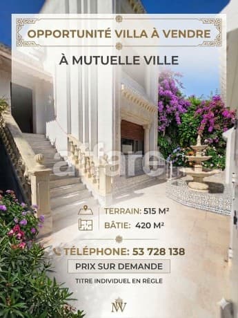📍 MUTUELLE VILLE : À VENDRE : VILLA DE PRESTIGE AVEC POTENT