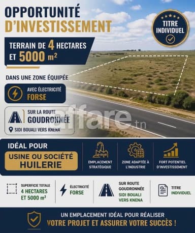 Terrain 4 Hectares Et 5000m² à Sidi Bouali Vers Knena