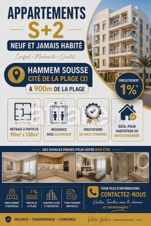 Des Appartements S+2 Hammem Sousse Cité de la Plage 2