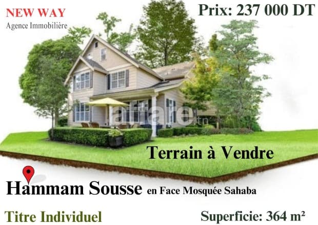 Terrain Fait le Coin à Hammem Sousse en Face Mosquée Sahaba