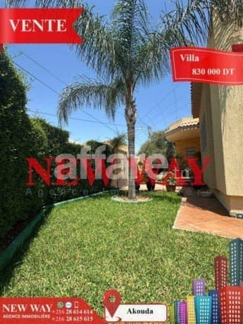 Villa de Plain Pied à Akouda dans un Quartier Résidentiel