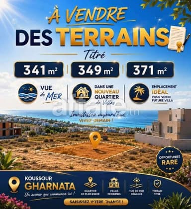 Des Terrains 341m² 349m² 371m² Koussour Gharnata