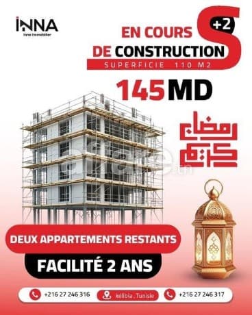 Appartement à vendre à kelibia avec facilité