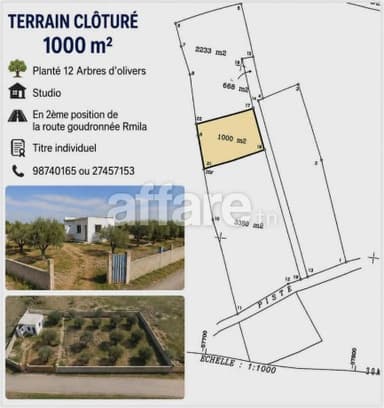 #_______Très_bon_offre #Terrain #Clôturé [#1000m²]#Rmila 