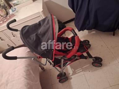 Poussette Canne Légère et Pliante Rouge et Noire