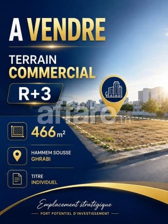 Terrain Commercial 466m² Hammam Sousse Ghrabi