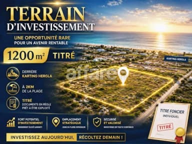 Terrain d Investissement 1200m² derrière Karting Hergla