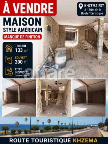 A VENDRE Maison Style Américain Manque de Finition Khzema
