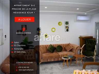 A louer s+2 rz azur 1 appartement à plage baghdedi