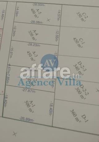 Terrain de 300m² à 500² à vendre à la soukra sidi frej