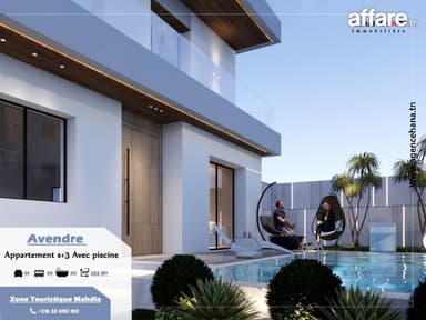 Bien a vendre s+3 avec piscine en plein zone touristique 