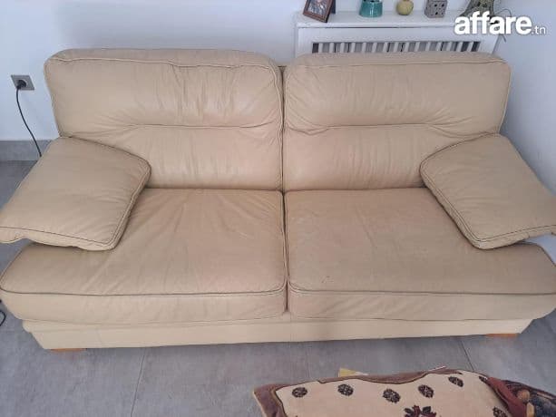 Canapé cuir beige clair LIGNE ROSET