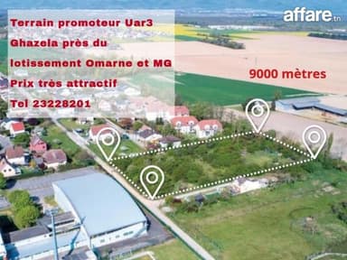 terrain pour promoteur UAR3 ghazela 9000 metres