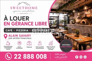 Café restaurant à louer en gérance libre à Alain Savary