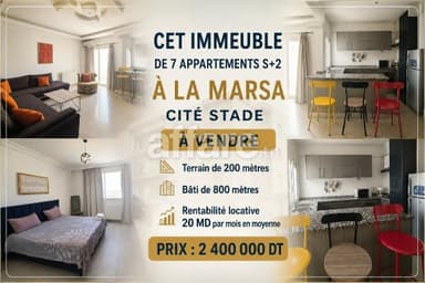 A vendre un immeuble de rapport de 7 appartements à la Marsa