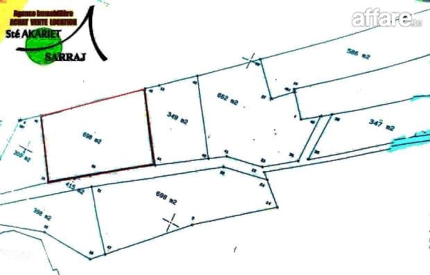 Terrain [#698m²] #Akouda #Oued Laarouk (#à 100m de #GP1) 