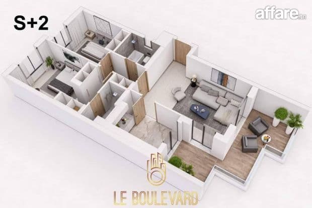 A vendre Appartement S+2 à La Soukra 
