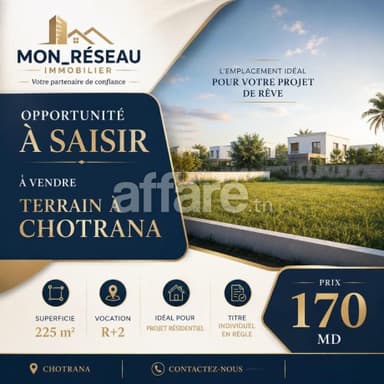 CHOTRANA TERRAIN À VENDRE OPPORTUNITÉ RARE