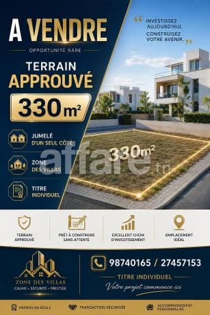 Offre Terrain Approuvé 330m² Hammem Sousse Ghrabi