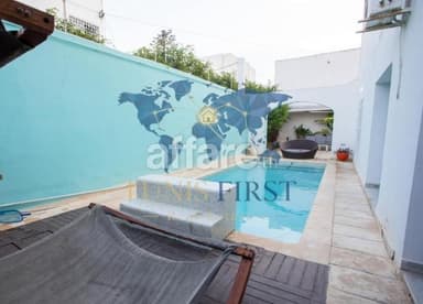 A louer RDC de Villa Meublée avec piscine à Carthage