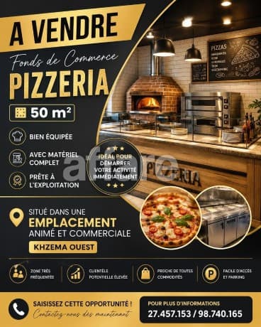 Pizzeria Bien équipé Avec Matériel 50m² Khzema Ouest