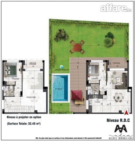 Appartement S+1 en Duplex – 82 m² au RDC
