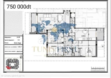 A Vendre Appartement S+3 à Ain Zaghouan Nord