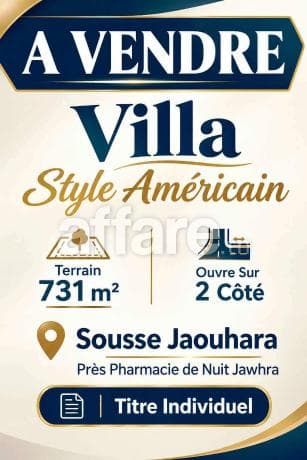 Offre Villa Style Américain Prés Pharmacie de Nuit Jaouhara