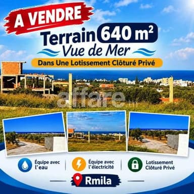 Reste Un Seul Terrain Vue de Mer 640m² Rmila