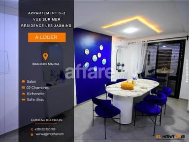 Appartement S+2 vue sur mer à baghdedi plage