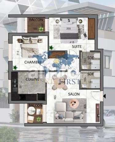 A vendre appartement S+2 à La Nouvelle Soukra
