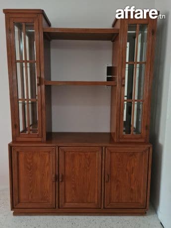 Meuble Tv avec vitrines en bois massif