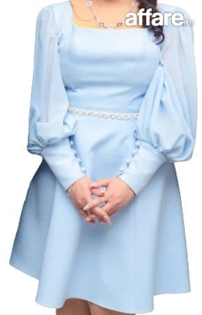 Robe Fiancaille bleu ciel Satinée