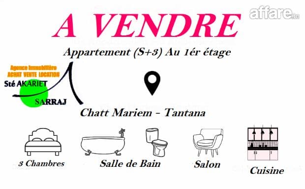 À Vendre | #Appartement (#S+3) #à 70m de la Plage #Tantana