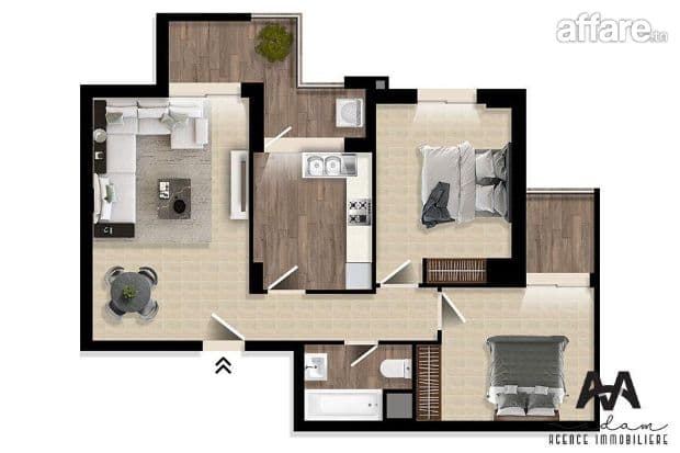Appartement S+2 – 103 m² – La Manouba
