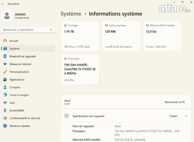 PC Lenovo IdeaPad i5 11th Gen 