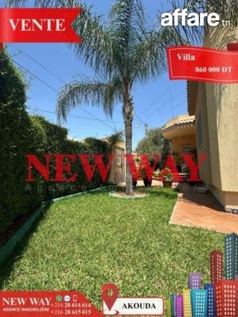 Villa de Plain Pied à Akouda dans un Quartier Résidentiel