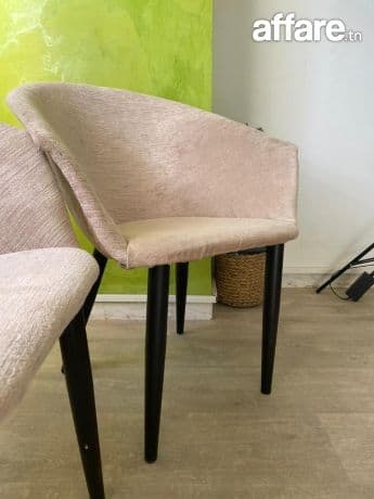 2 chaises en tissu beige
