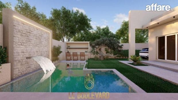 A vendre villa S+3 avec piscine à Monchar , Hammamet